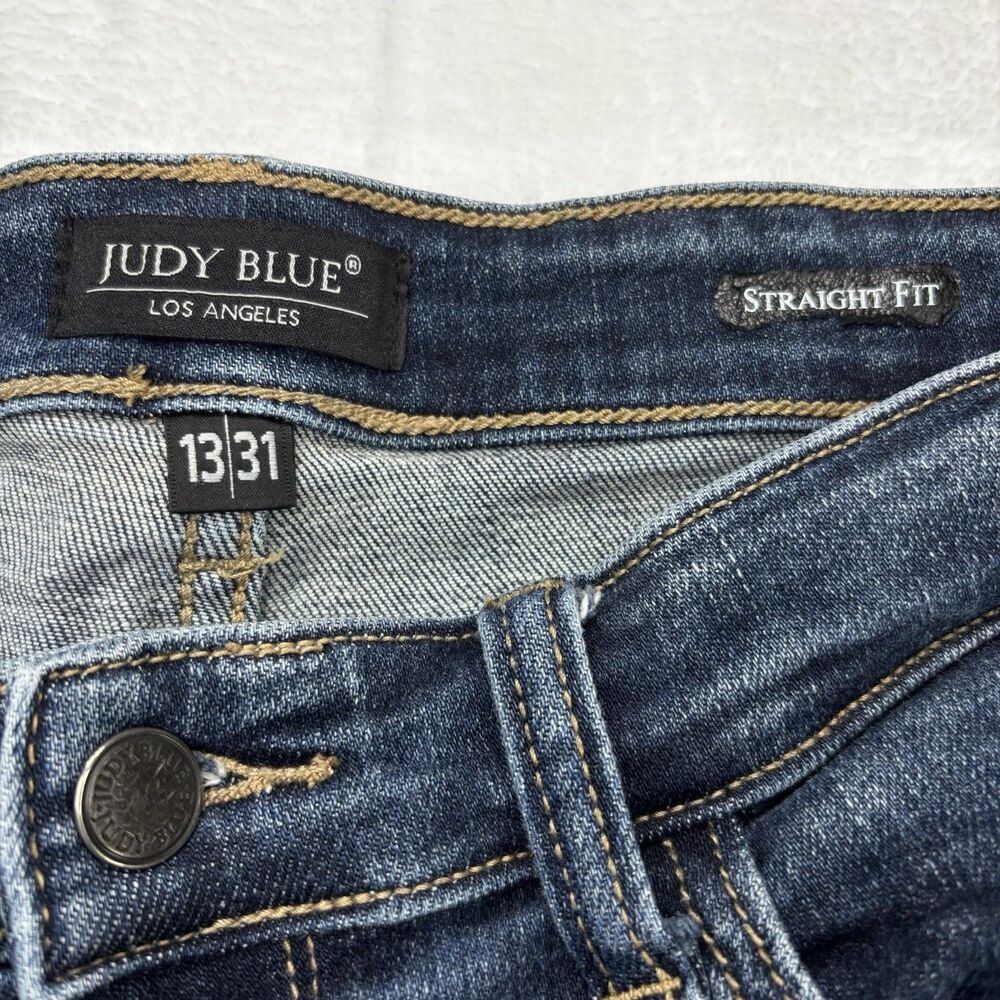 Judy Blue Straight Fit Jeans Women's 13/31 Dark Wash Blue Mid Rise Stretch - Picture 8 of 13